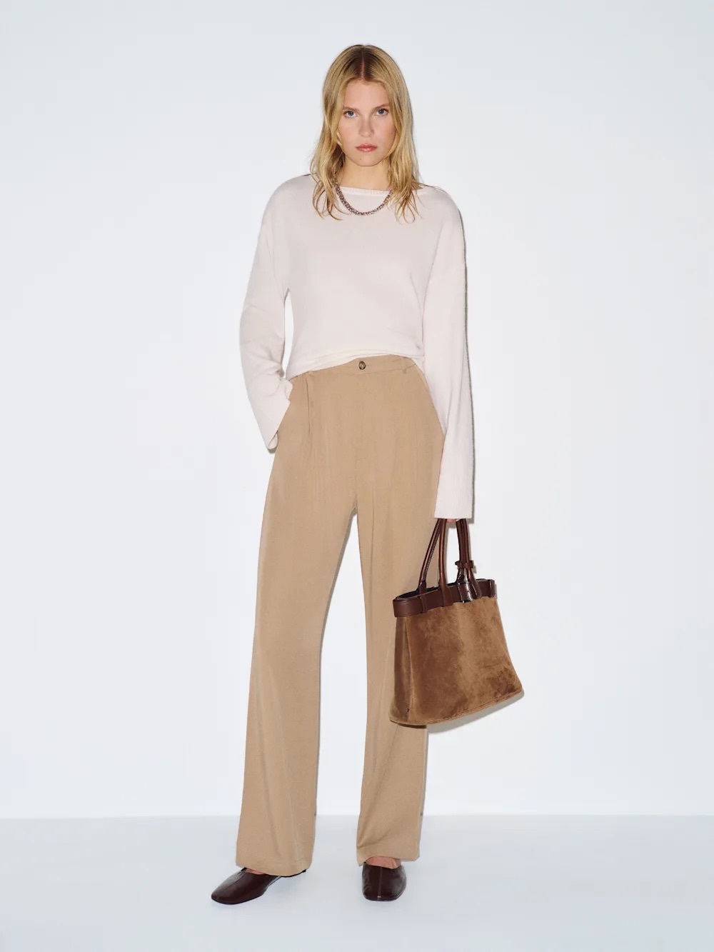 Reformation Mason Wide-Leg High-Rise Tan Pants